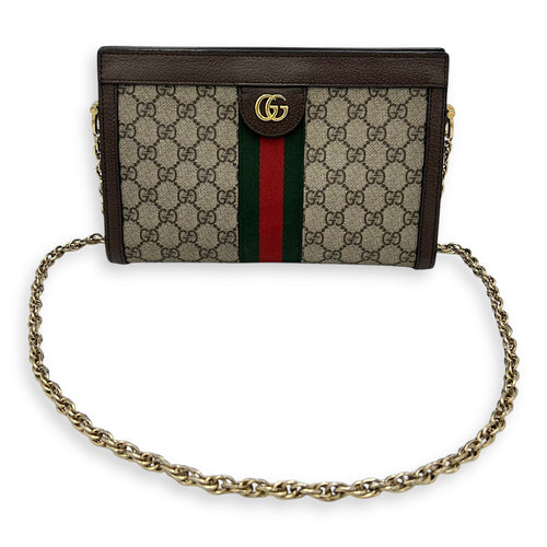 Gucci Ophidia Crossbody Bag Brown in Coated Canvas, Gold hardware_15