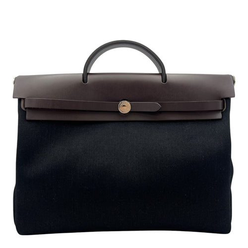 Hermès Herbag Black in Canvas, Palladium hardware_1