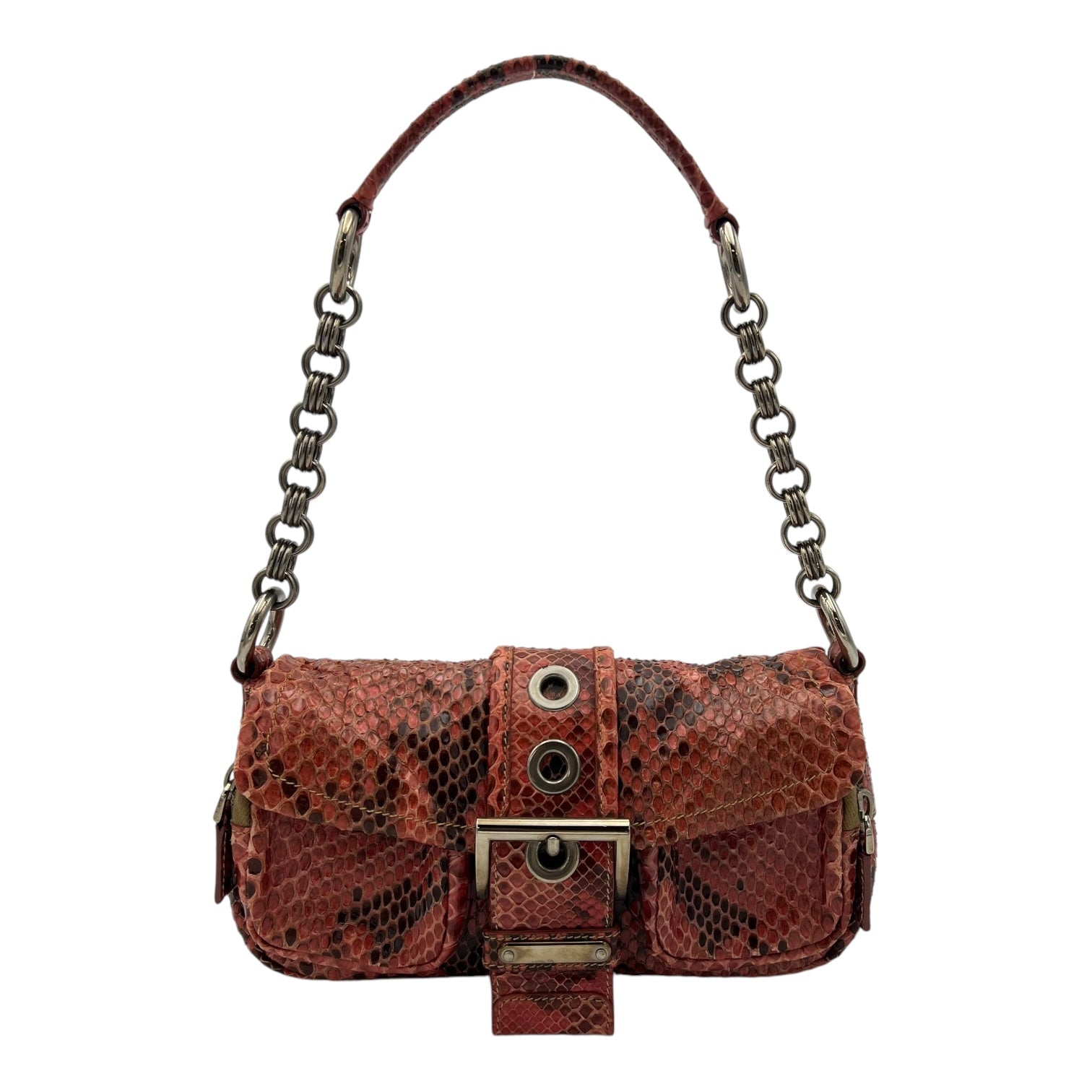 Prada Double Front Pocket Pink Shoulder Bag in Python Prada Double Front Pocket Pink Shoulder Bag in Python