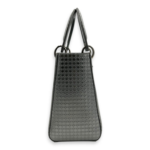 Dior Lady Dior Medium Silver Top Handle Bag in Calfskin, Silver hardware_3
