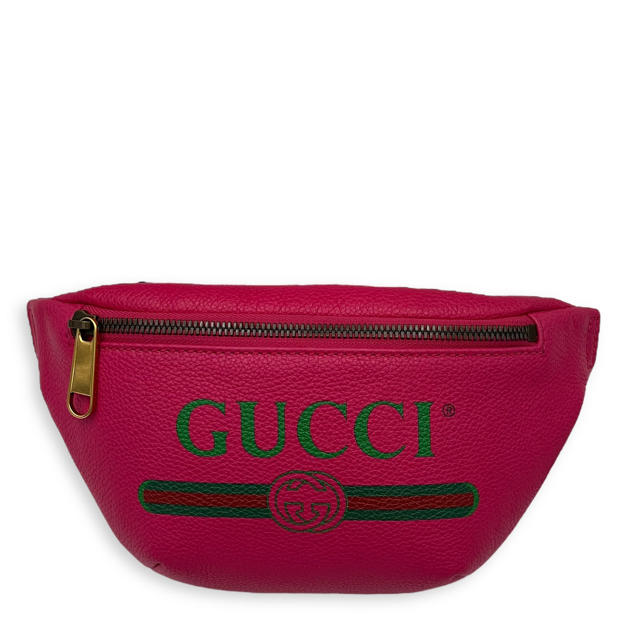 Gucci Logo Belt Bag Pink in Calfskin, Gold hardware_1