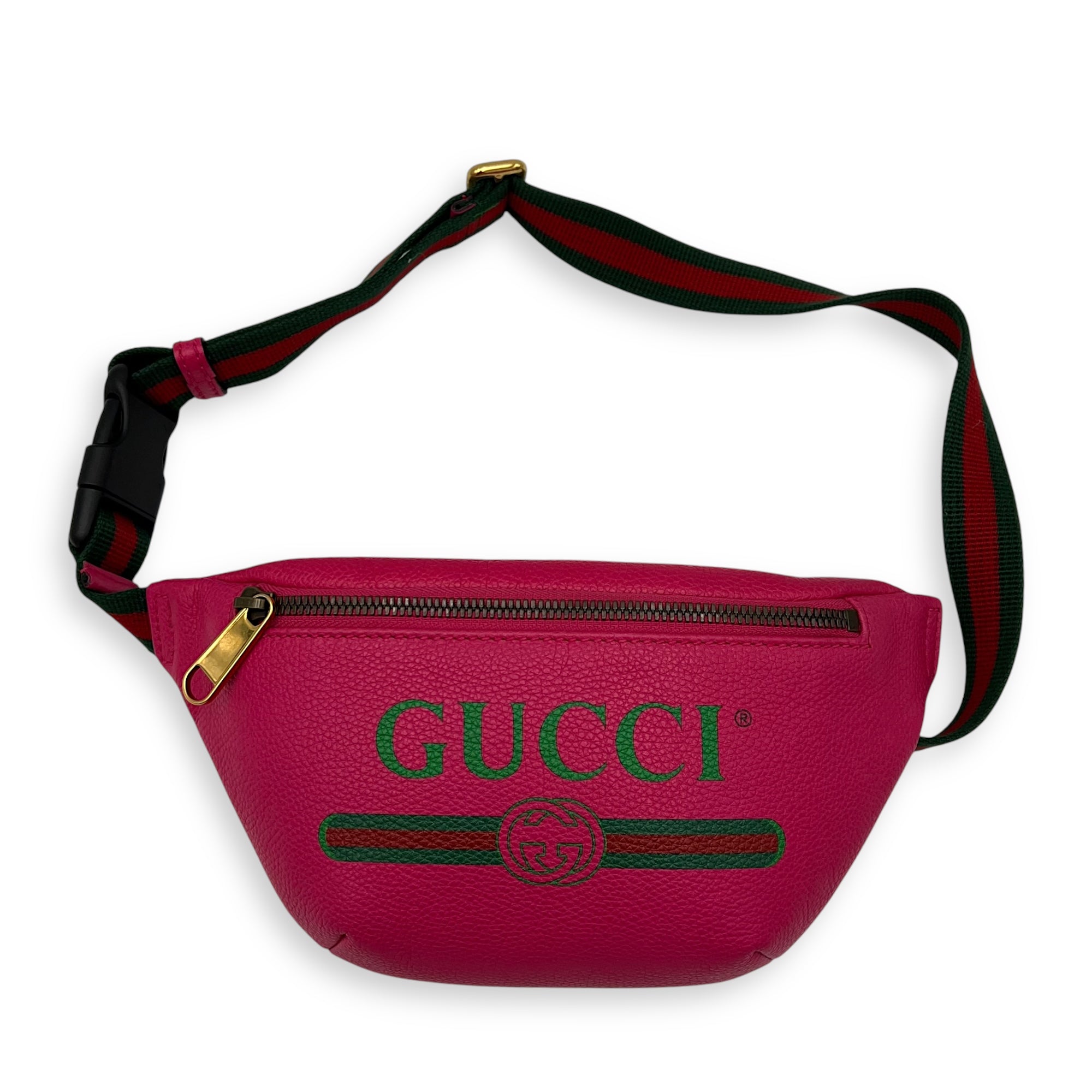Gucci Logo Belt Bag Pink in Calfskin, Gold hardware_2