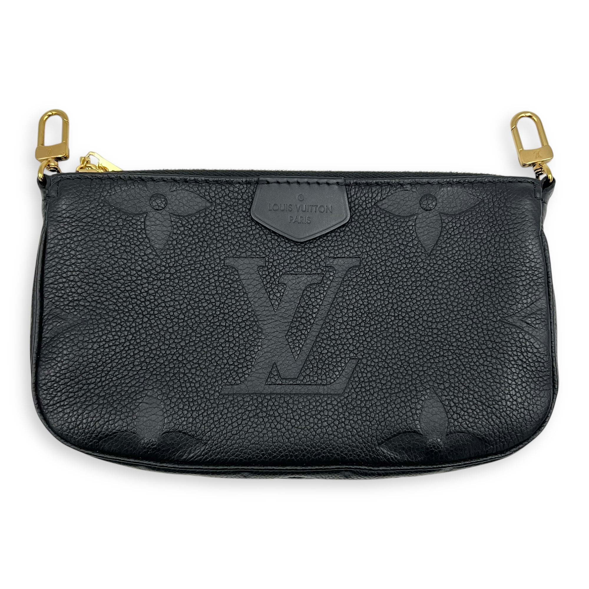 Multi-Pochette Accessoires Shoulder Bag Black in Empreinte Leather, Gold hardware