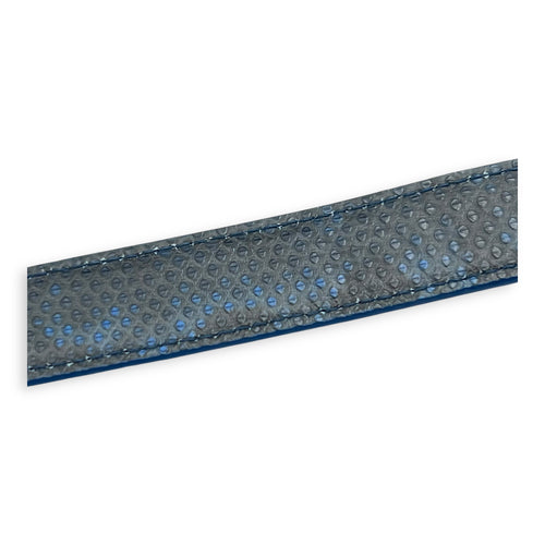 Intrecciato Blue Shoulder Bag in Lambskin and Lizard, Ruthenium hardware