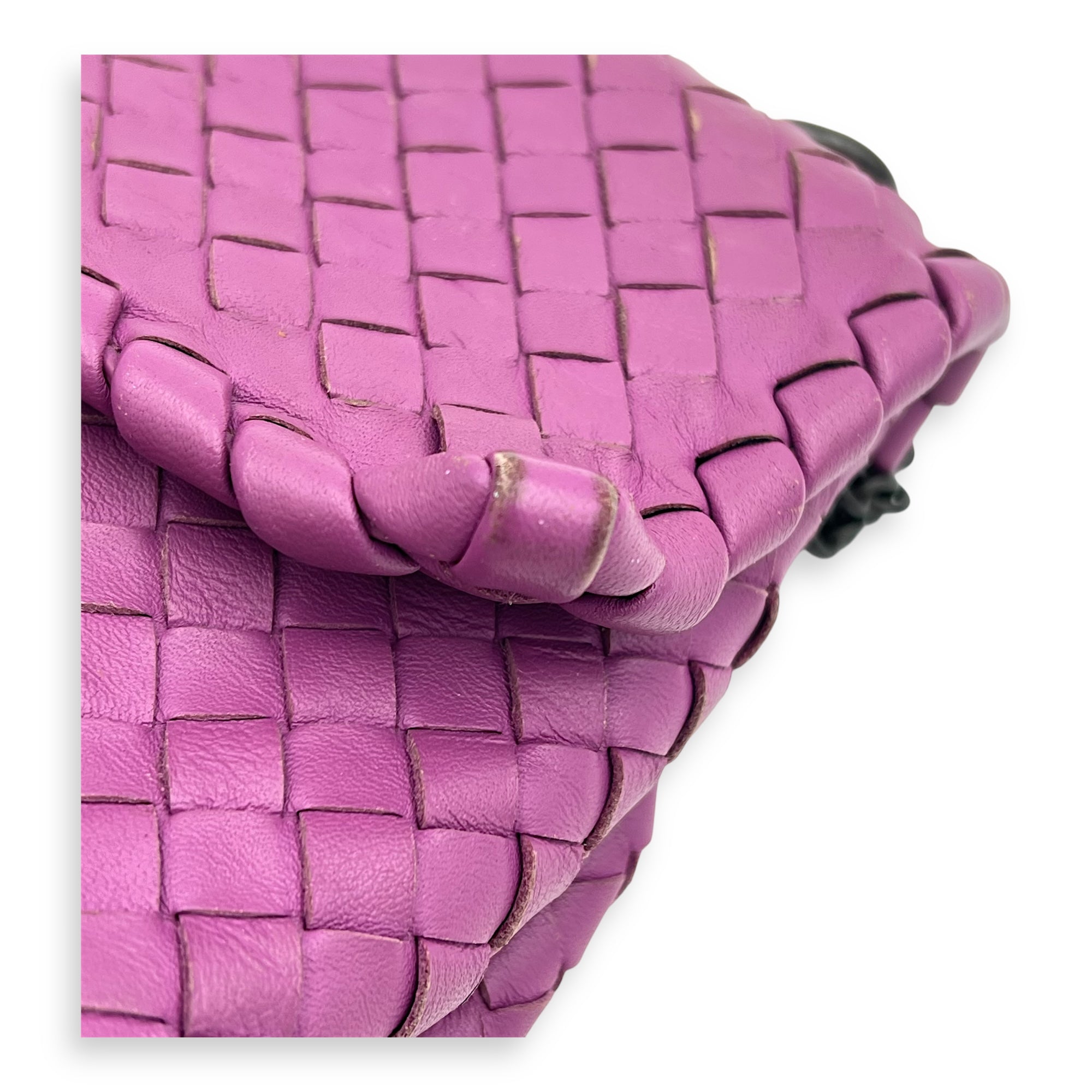 Intrecciato Shoulder Bag Purple in Lambskin, Ruthenium hardware