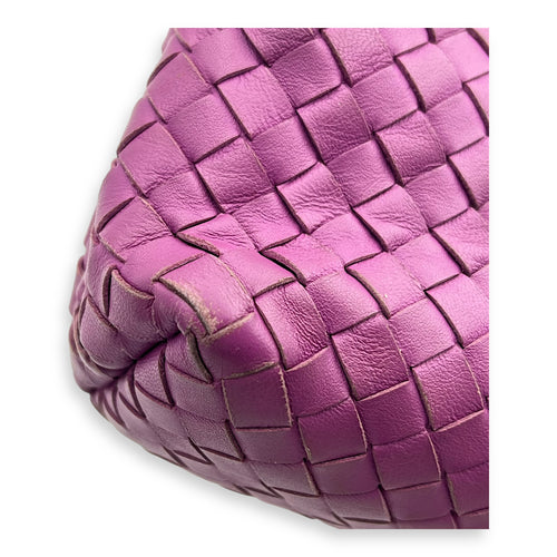 Intrecciato Shoulder Bag Purple in Lambskin, Ruthenium hardware