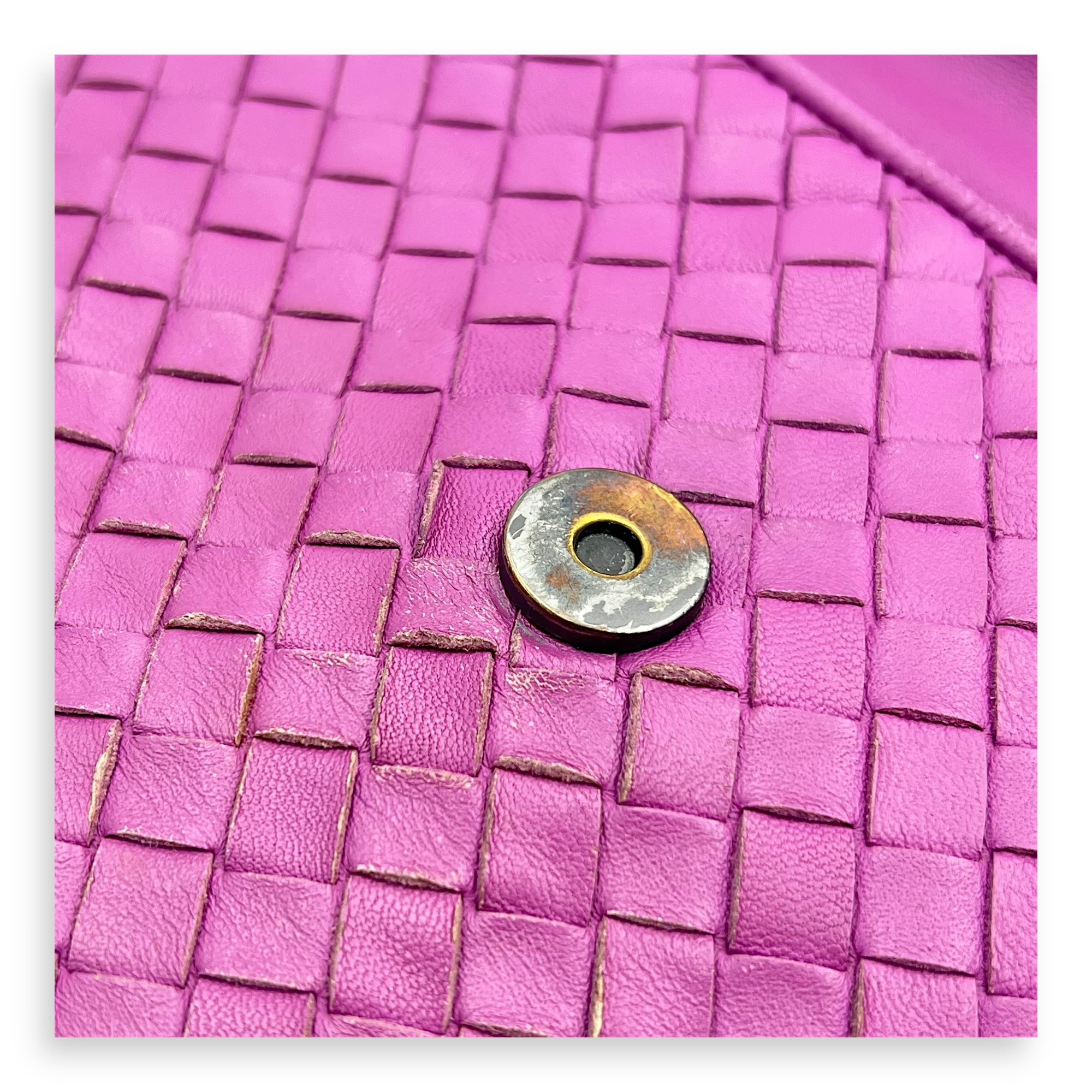Intrecciato Shoulder Bag Purple in Lambskin, Ruthenium hardware