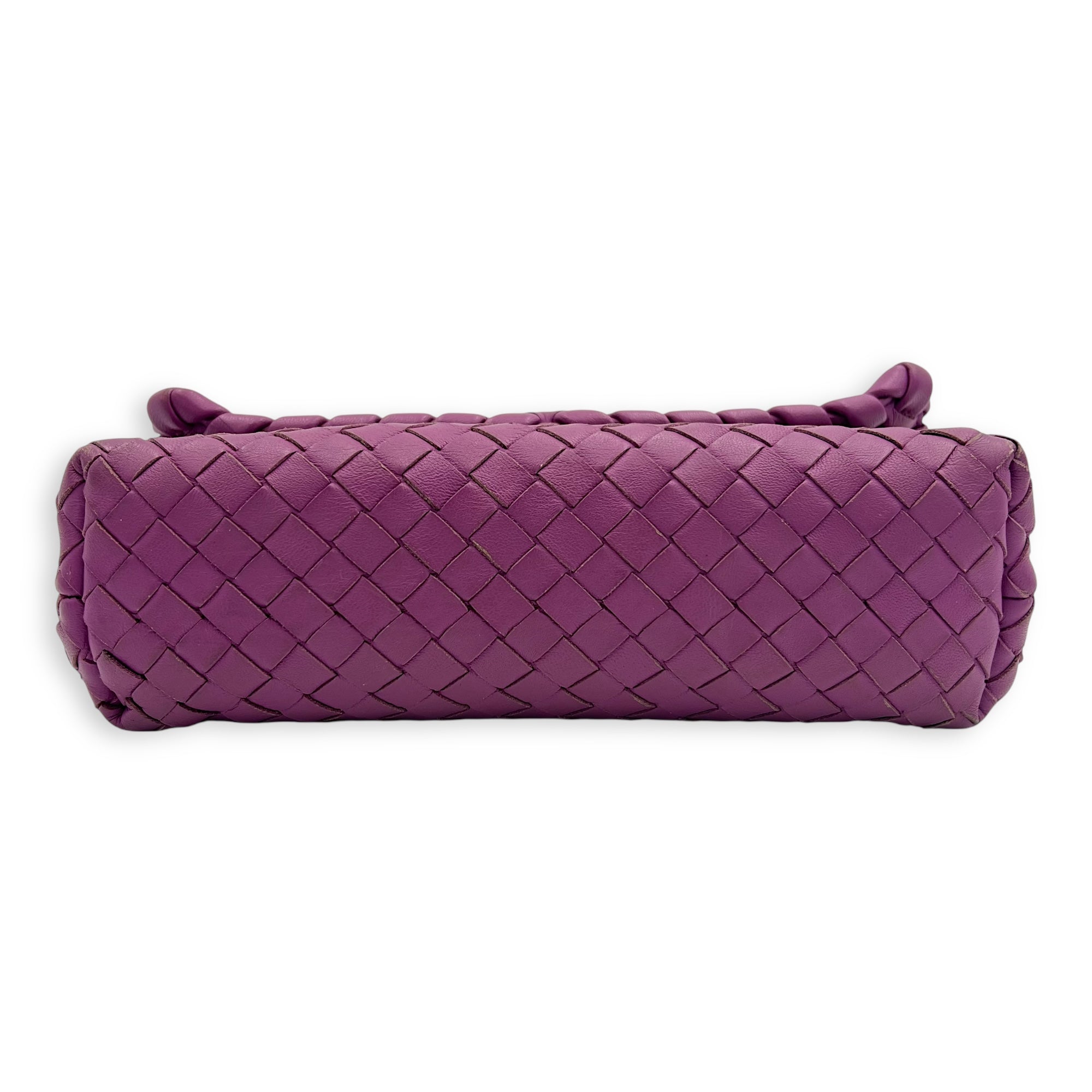 Intrecciato Shoulder Bag Purple in Lambskin, Ruthenium hardware