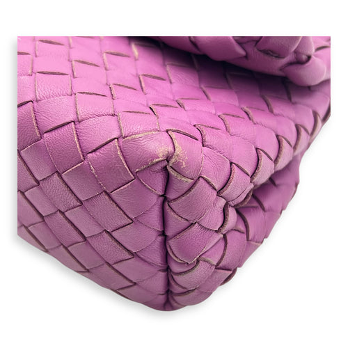 Intrecciato Shoulder Bag Purple in Lambskin, Ruthenium hardware