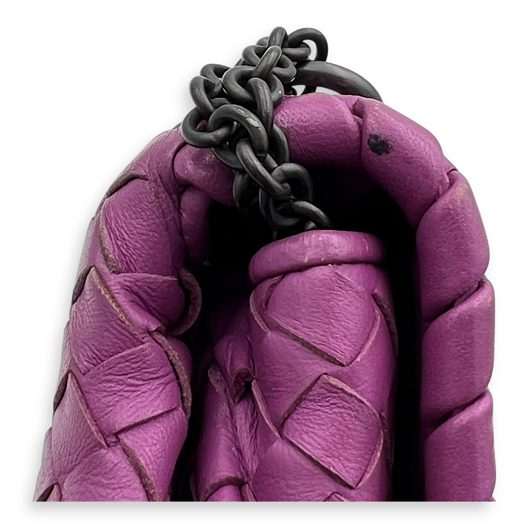 Intrecciato Shoulder Bag Purple in Lambskin, Ruthenium hardware