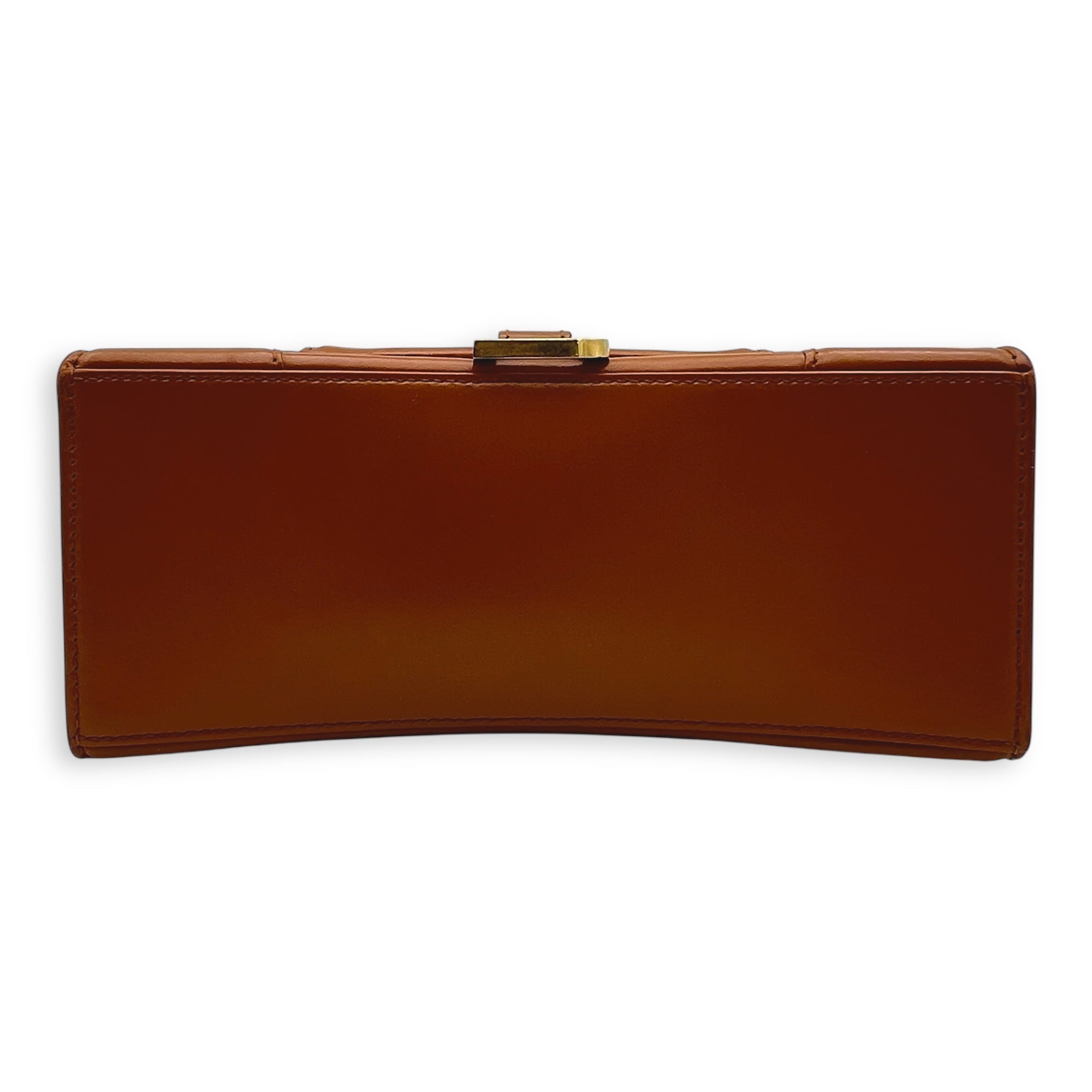 Hourglass Top Handle Bag Small Brown in Calfskin, Gold hardware