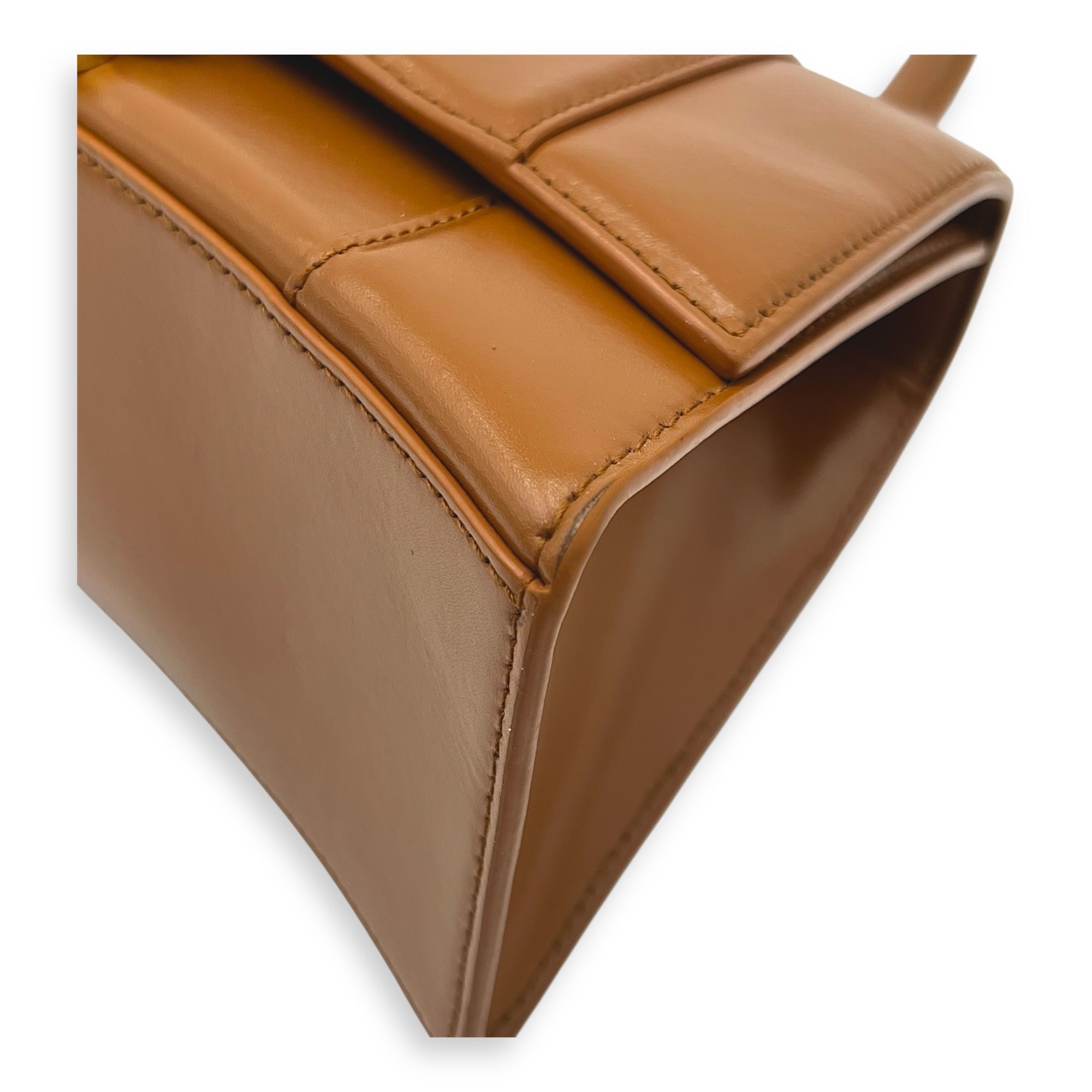Hourglass Top Handle Bag Small Brown in Calfskin, Gold hardware
