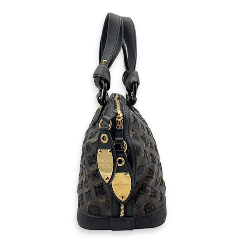 Alma Top Handle Bag Brown in Leather and sequins, Gold hardware
