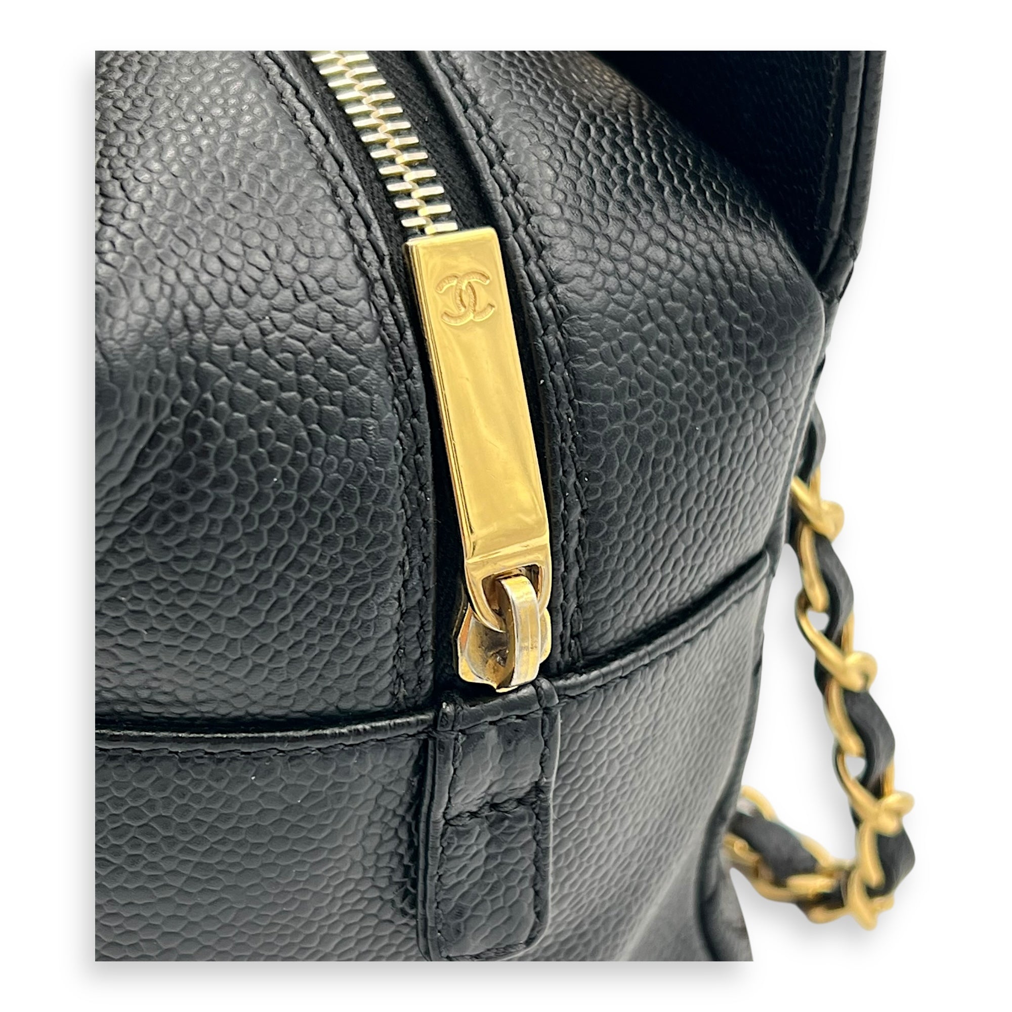 PTT Petite Timeless Tote Shoulder Bag Black in Caviar Leather, Gold hardware