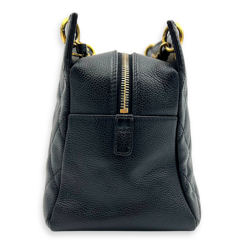 PTT Petite Timeless Tote Shoulder Bag Black in Caviar Leather, Gold hardware