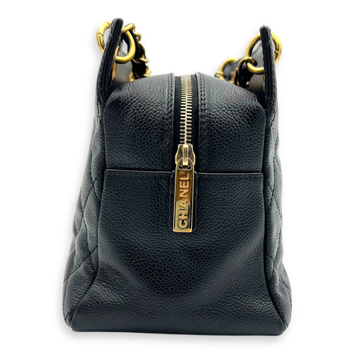 PTT Petite Timeless Tote Shoulder Bag Black in Caviar Leather, Gold hardware