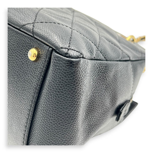 PTT Petite Timeless Tote Shoulder Bag Black in Caviar Leather, Gold hardware