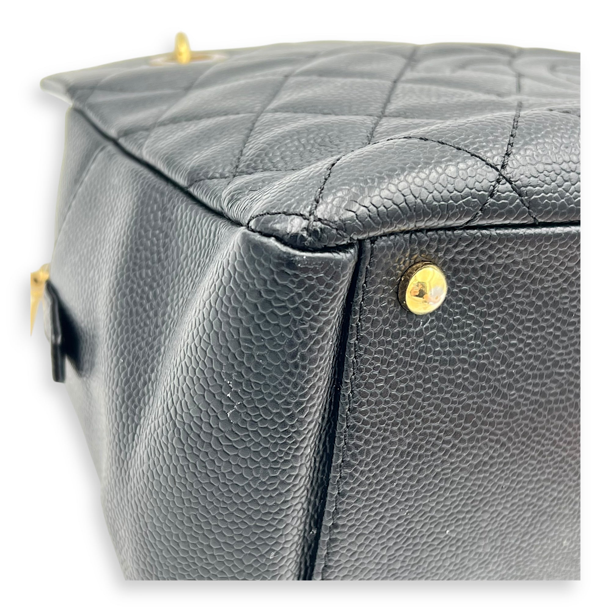PTT Petite Timeless Tote Shoulder Bag Black in Caviar Leather, Gold hardware