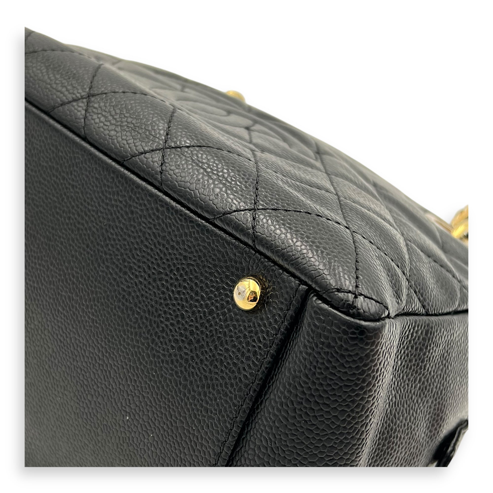 PTT Petite Timeless Tote Shoulder Bag Black in Caviar Leather, Gold hardware