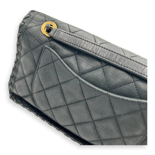 Happy Stitch CC Shoulder Bag Black in Nubuck, Gold hardware