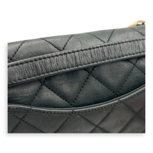 Happy Stitch CC Shoulder Bag Black in Nubuck, Gold hardware