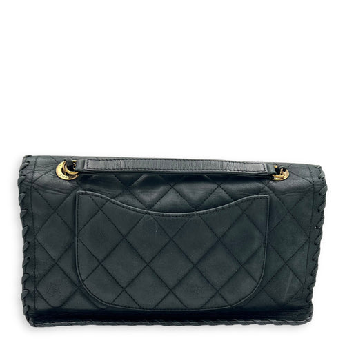 Happy Stitch CC Shoulder Bag Black in Nubuck, Gold hardware