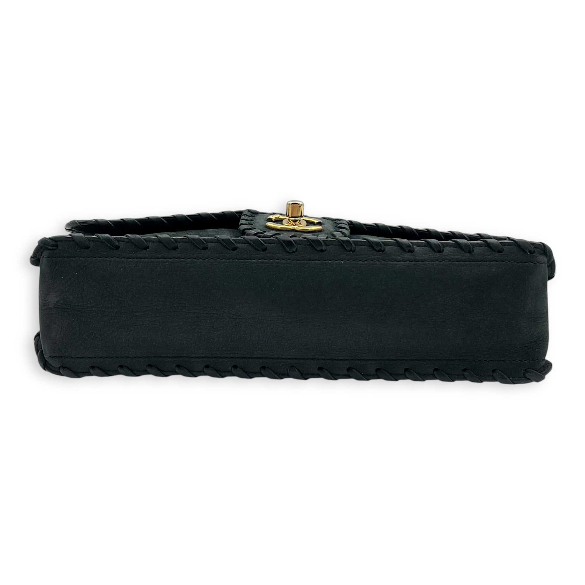 Happy Stitch CC Shoulder Bag Black in Nubuck, Gold hardware