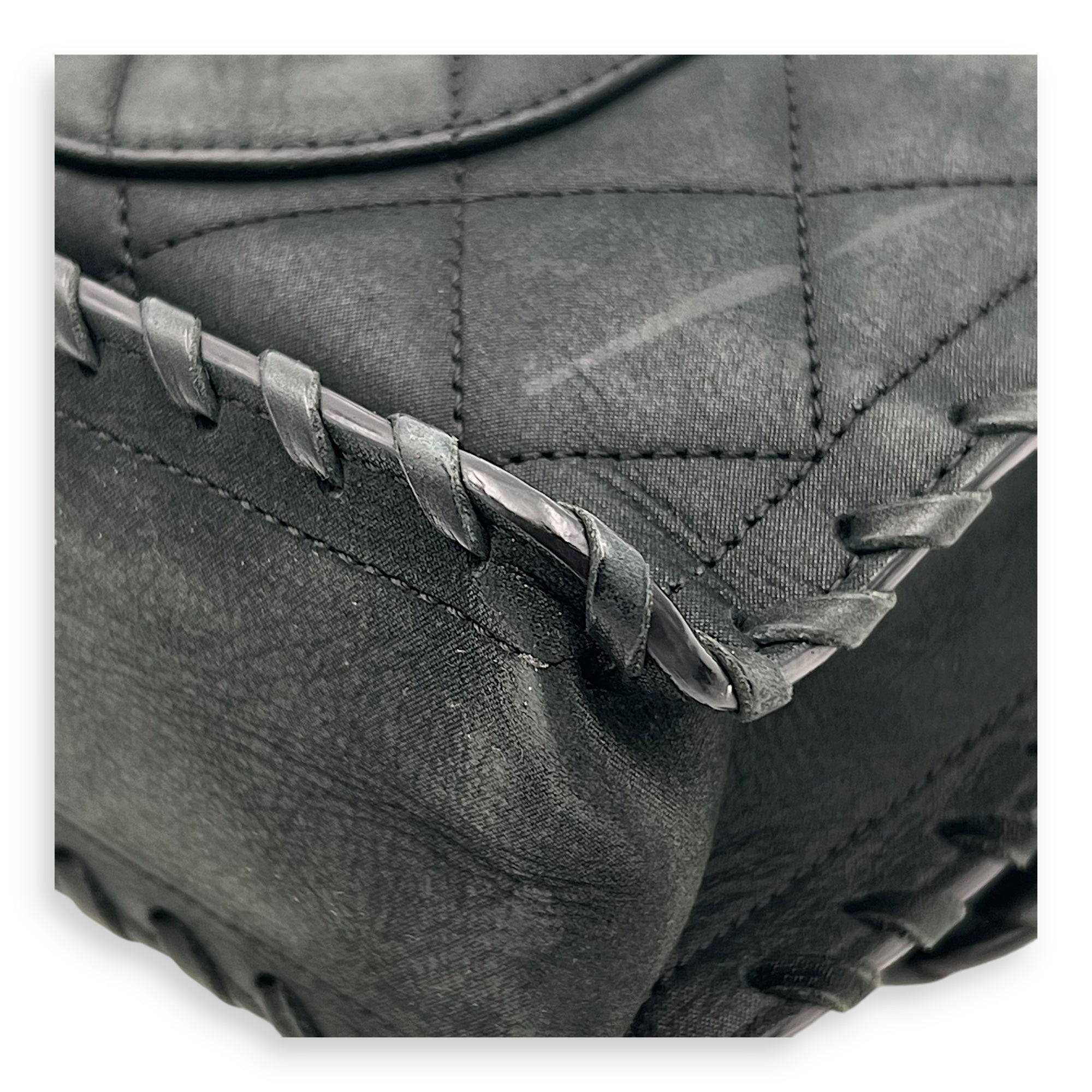 Happy Stitch CC Shoulder Bag Black in Nubuck, Gold hardware