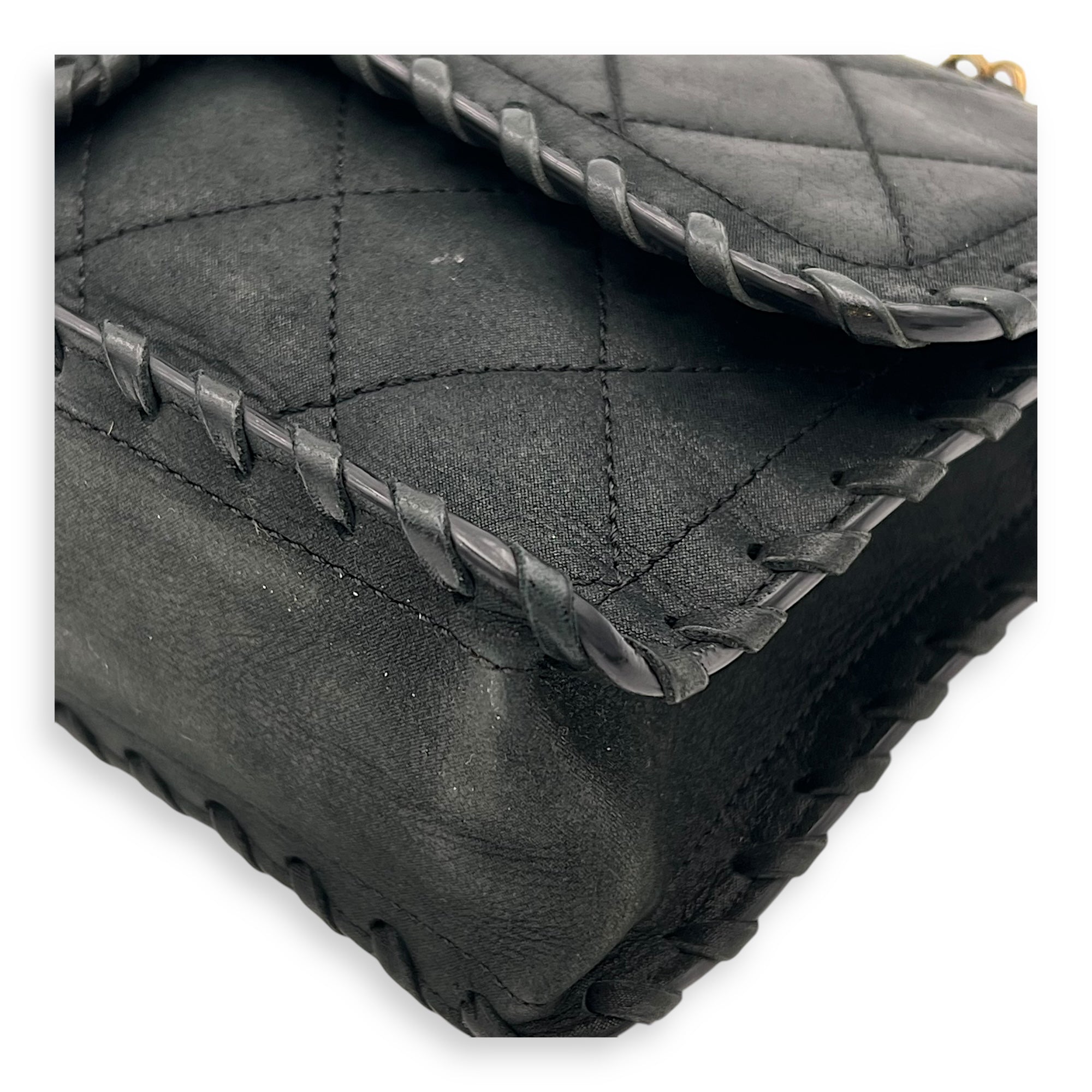 Happy Stitch CC Shoulder Bag Black in Nubuck, Gold hardware