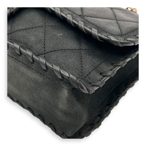 Happy Stitch CC Shoulder Bag Black in Nubuck, Gold hardware