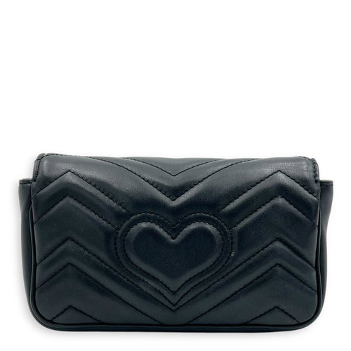 GG Marmont Crossbody Bag Super Mini Black in Calfskin, Gold hardware