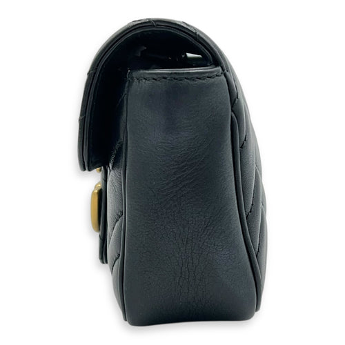 GG Marmont Crossbody Bag Super Mini Black in Calfskin, Gold hardware
