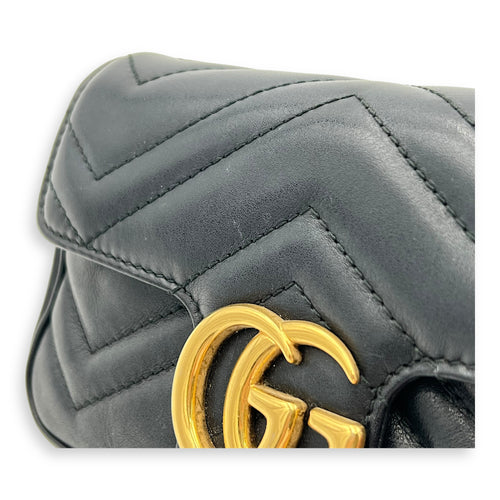 GG Marmont Crossbody Bag Super Mini Black in Calfskin, Gold hardware