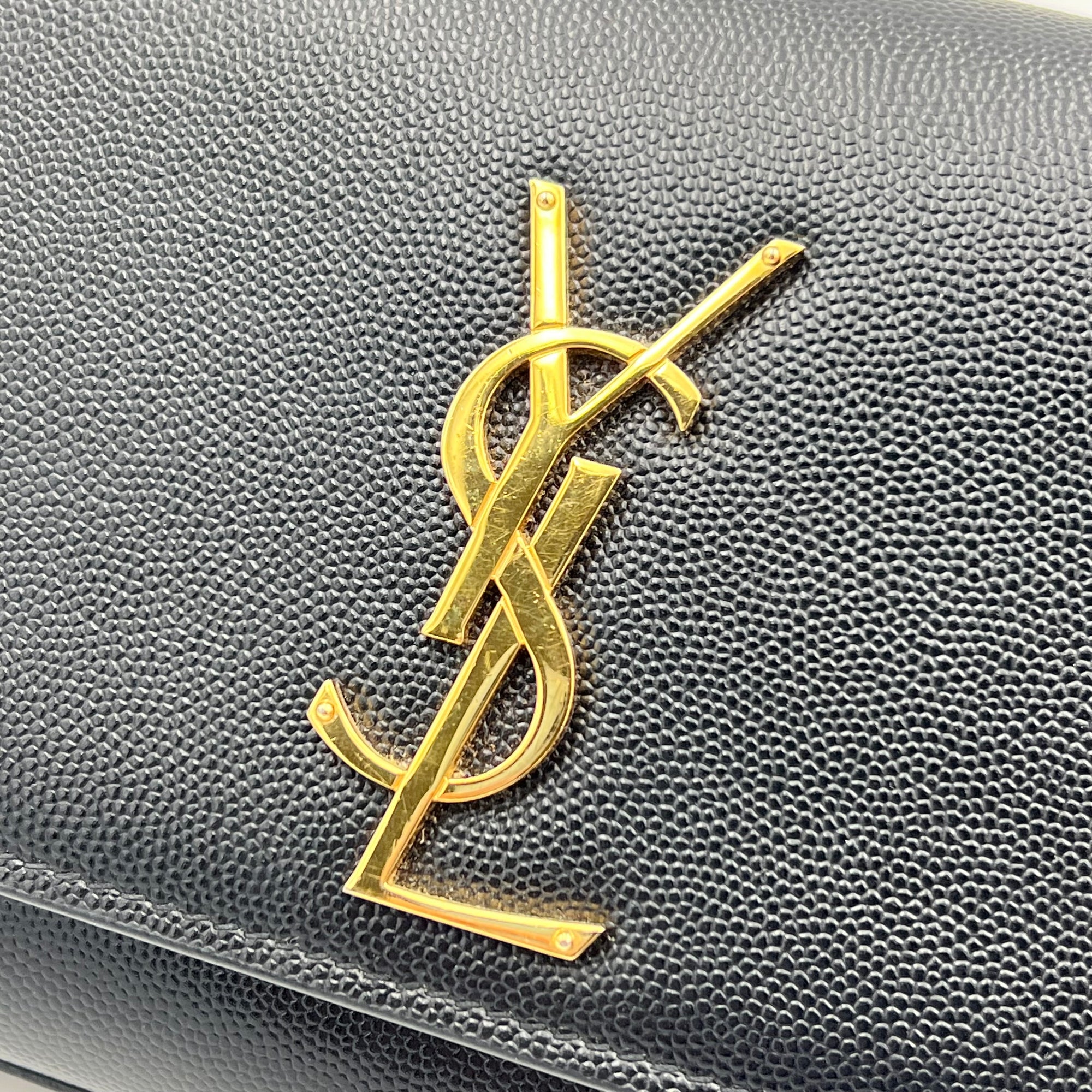 Kate Crossbody Bag Small Black in Caviar Leather, Gold hardware