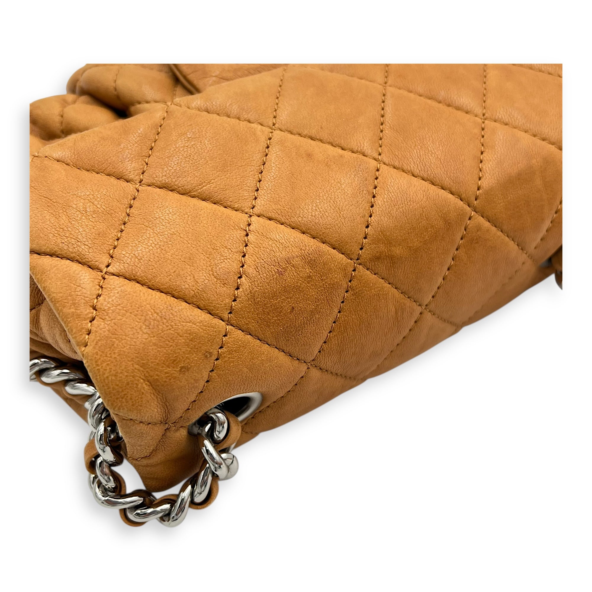 Chain Around Shoulder Bag Brown in Calfskin, Silver hardware