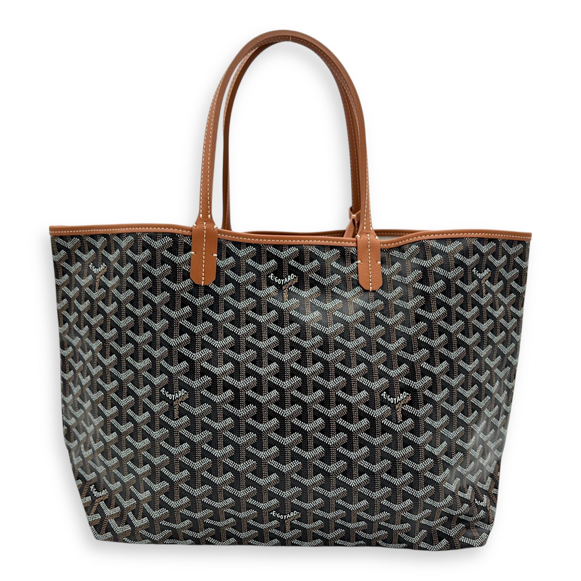 Saint Louis PM Brown Tote Bag in Coated Canvas, Silver hardware