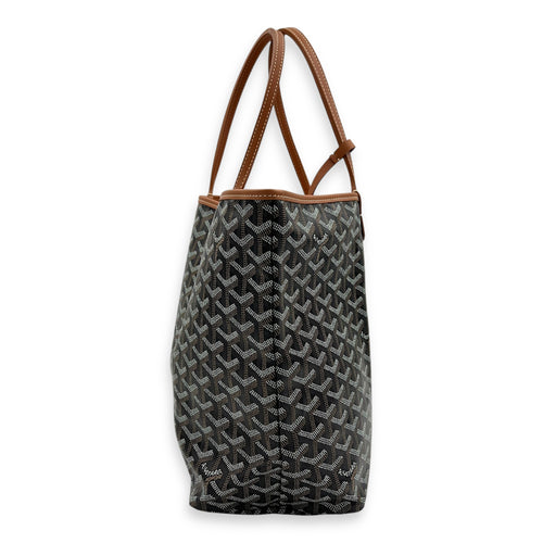 Saint Louis PM Brown Tote Bag in Coated Canvas, Silver hardware