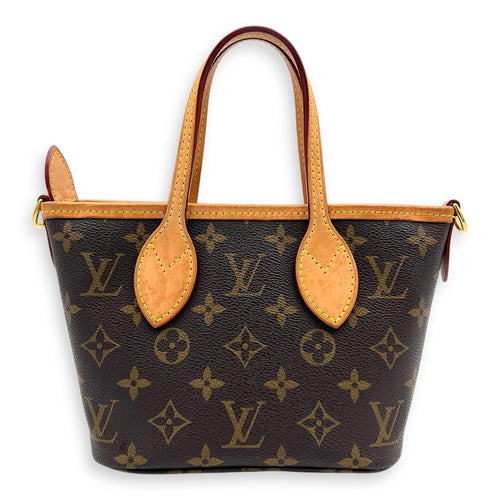 Neverfull Top Handle Bag BB Brown in Monogram Coated Canvas, Gold hardware