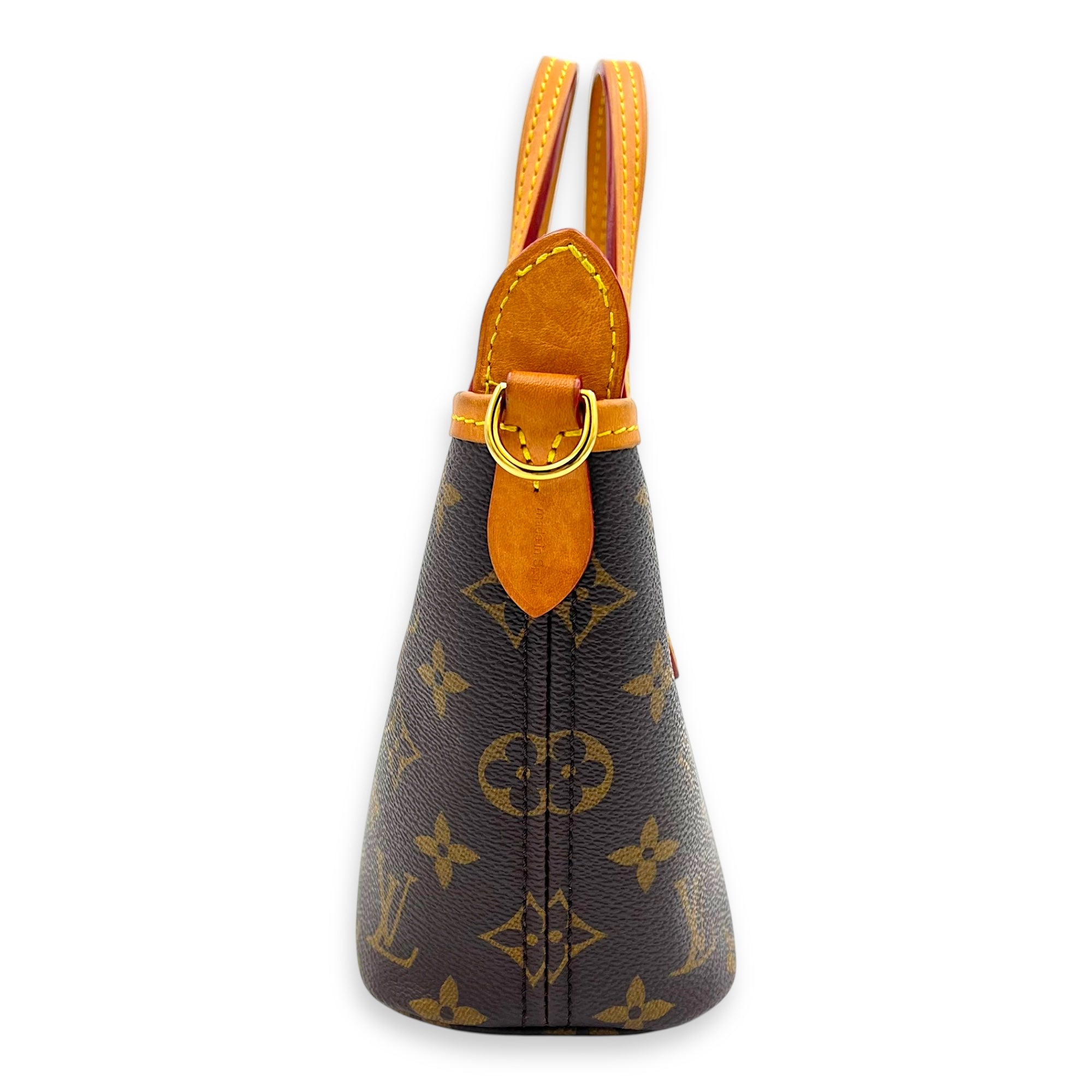 Neverfull Top Handle Bag BB Brown in Monogram Coated Canvas, Gold hardware