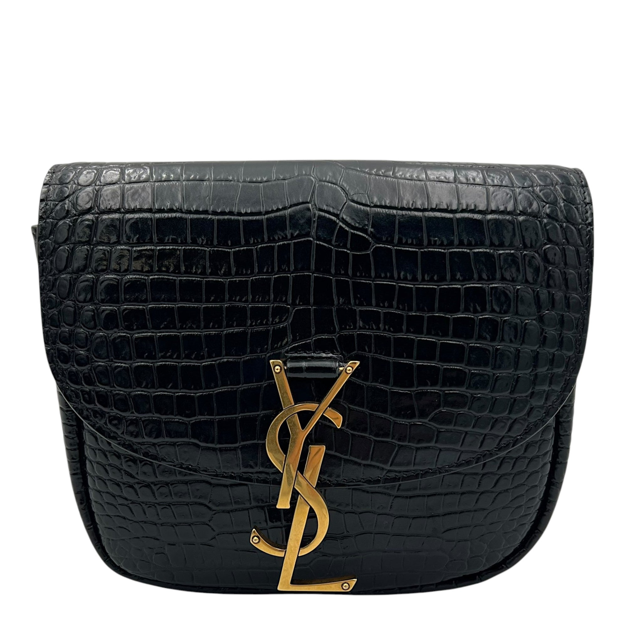 Saint Laurent Kaia Crossbody Bag Black in Python Embossed Calfskin, Gold hardware_1