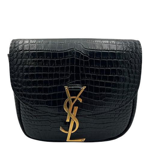 Saint Laurent Kaia Crossbody Bag Black in Python Embossed Calfskin, Gold hardware_1
