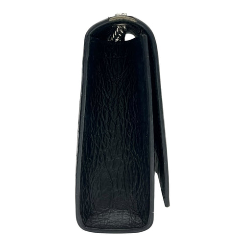 Saint Laurent Kate Crossbody Bag Black in Crocodile Embossed Calfskin, Silver hardware_3