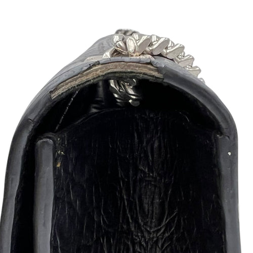 Saint Laurent Kate Crossbody Bag Black in Crocodile Embossed Calfskin, Silver hardware_6