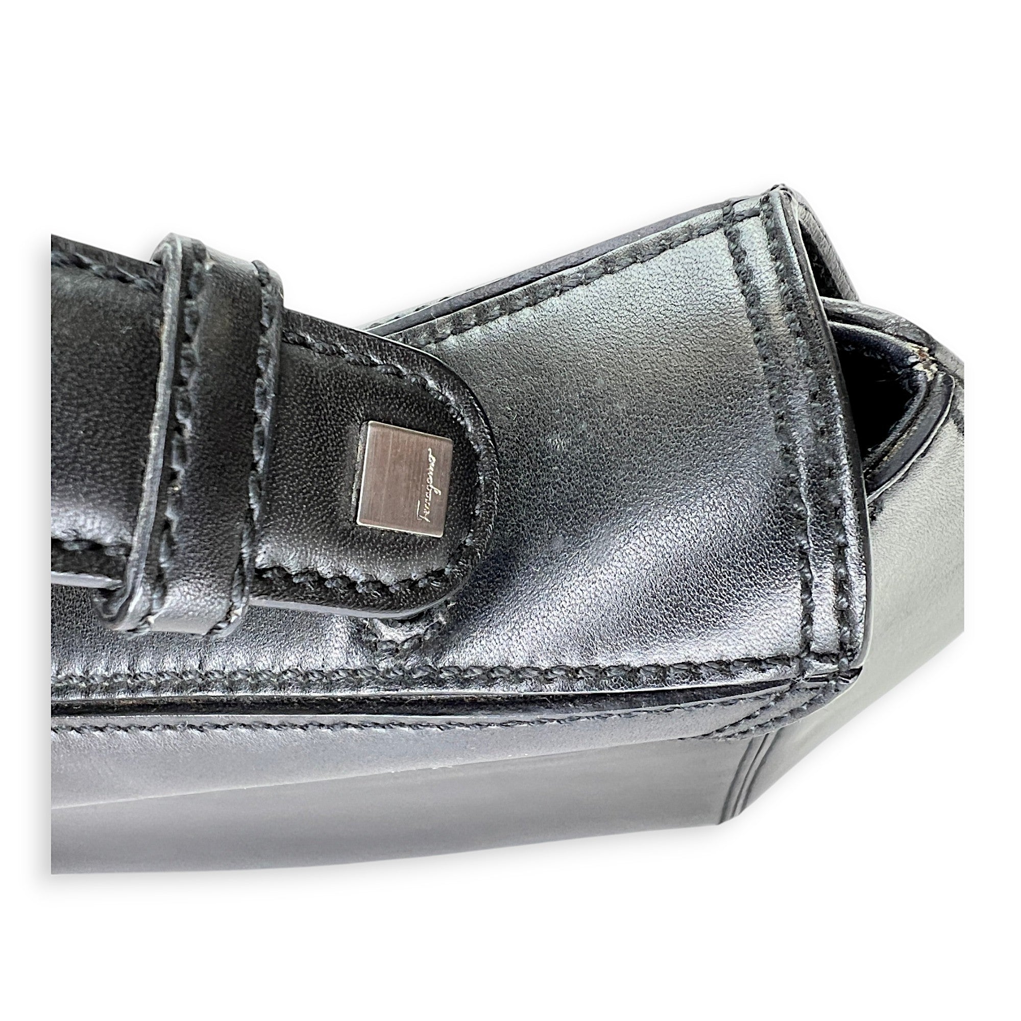 Salvatore Ferragamo  Gancini Flap Top handle bag in Calfskin, Silver Hardware_8