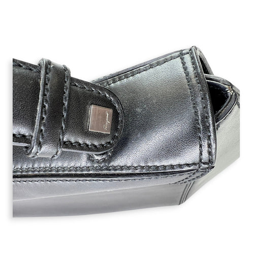 Salvatore Ferragamo  Gancini Flap Top handle bag in Calfskin, Silver Hardware_8
