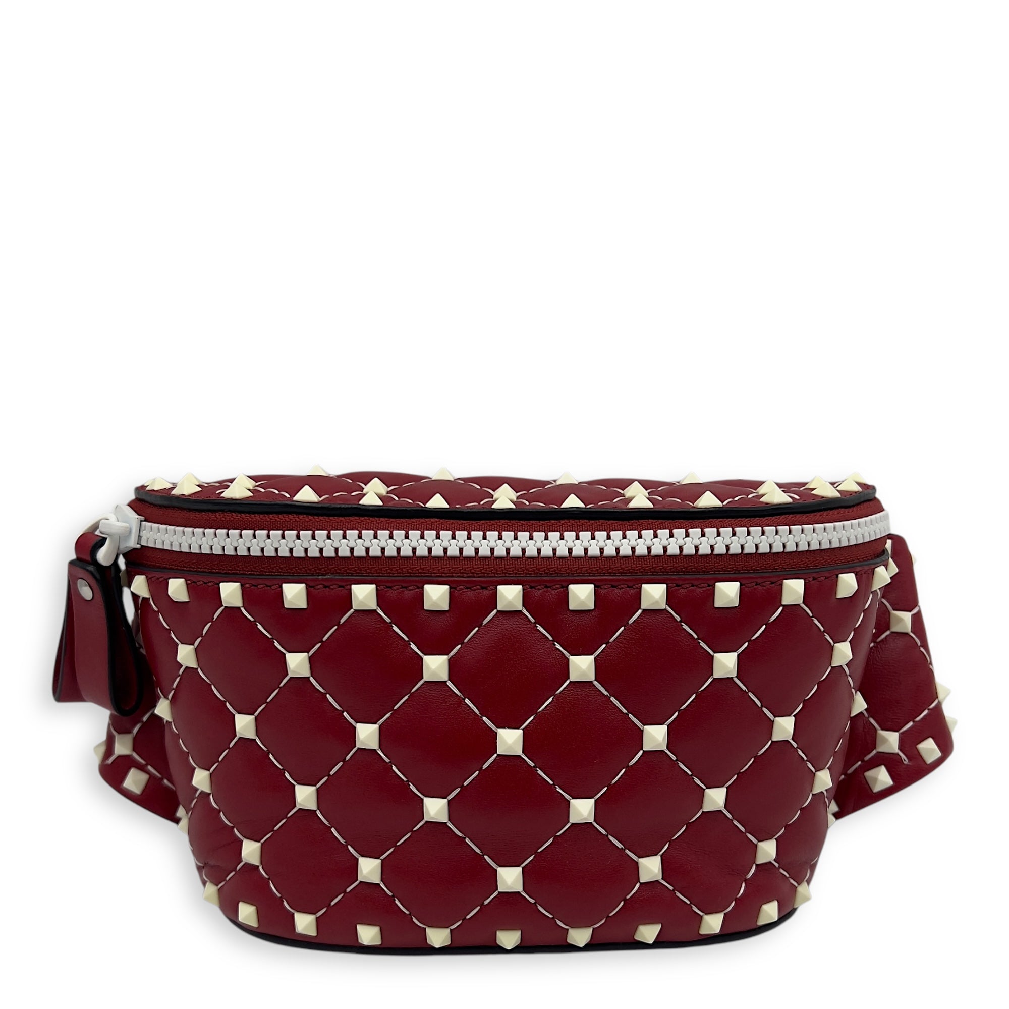 Valentino Rockstud Belt Bag Red in Calfskin, Lacquered Metal hardware_1
