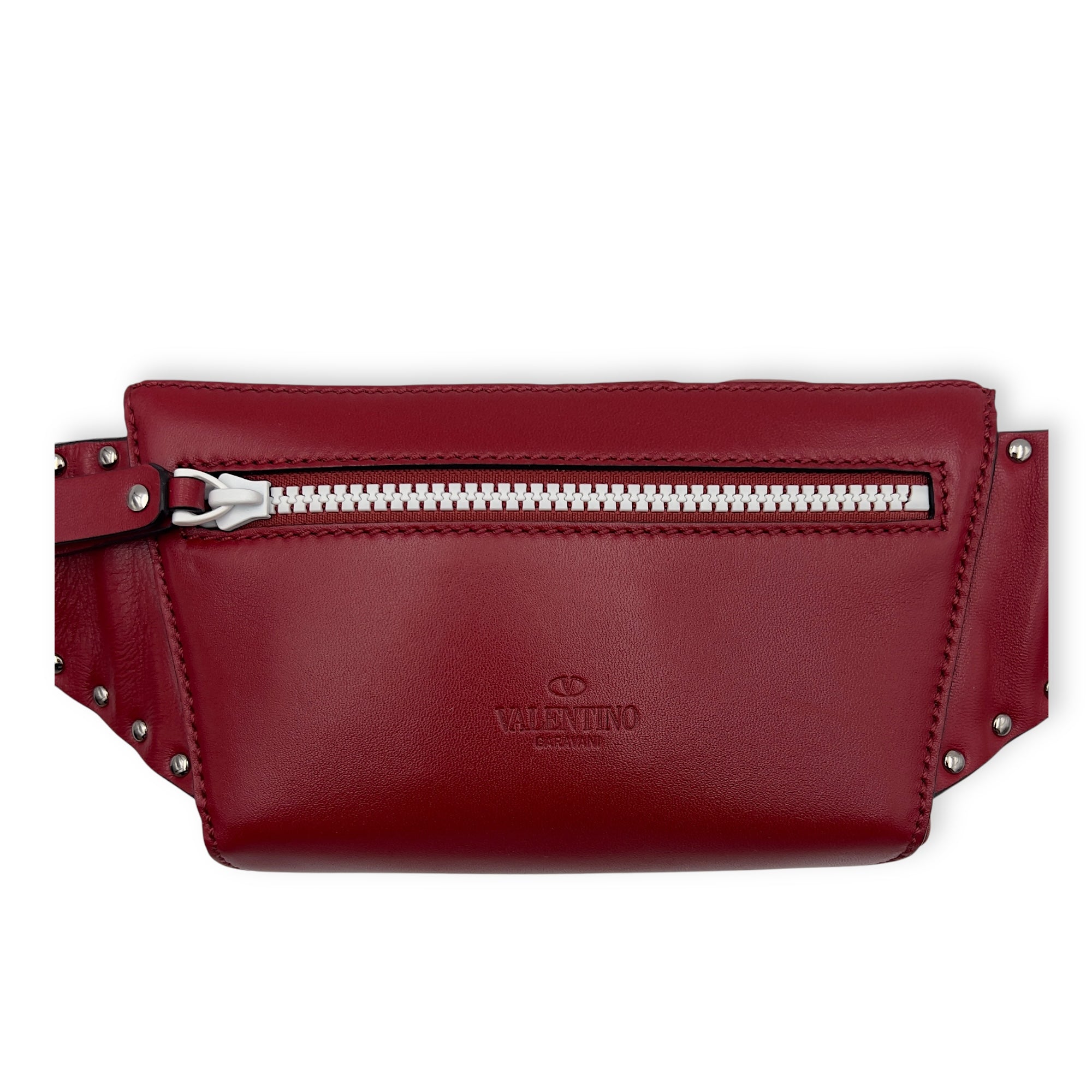 Valentino Rockstud Belt Bag Red in Calfskin, Lacquered Metal hardware_2