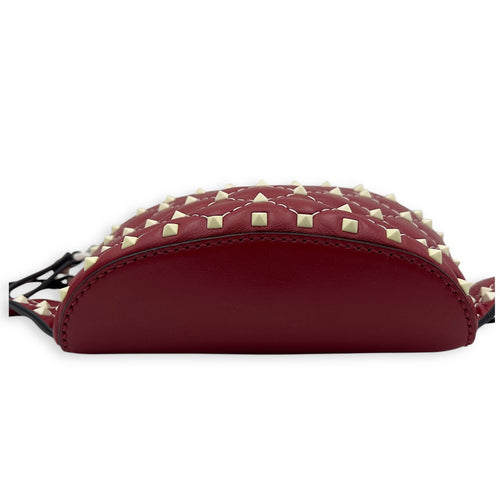 Valentino Rockstud Belt Bag Red in Calfskin, Lacquered Metal hardware_3