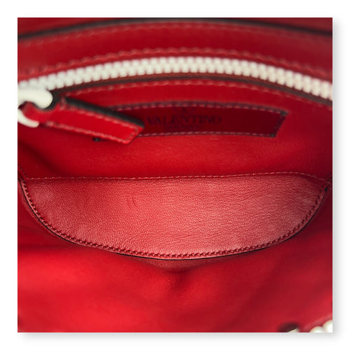 Valentino Rockstud Belt Bag Red in Calfskin, Lacquered Metal hardware_5