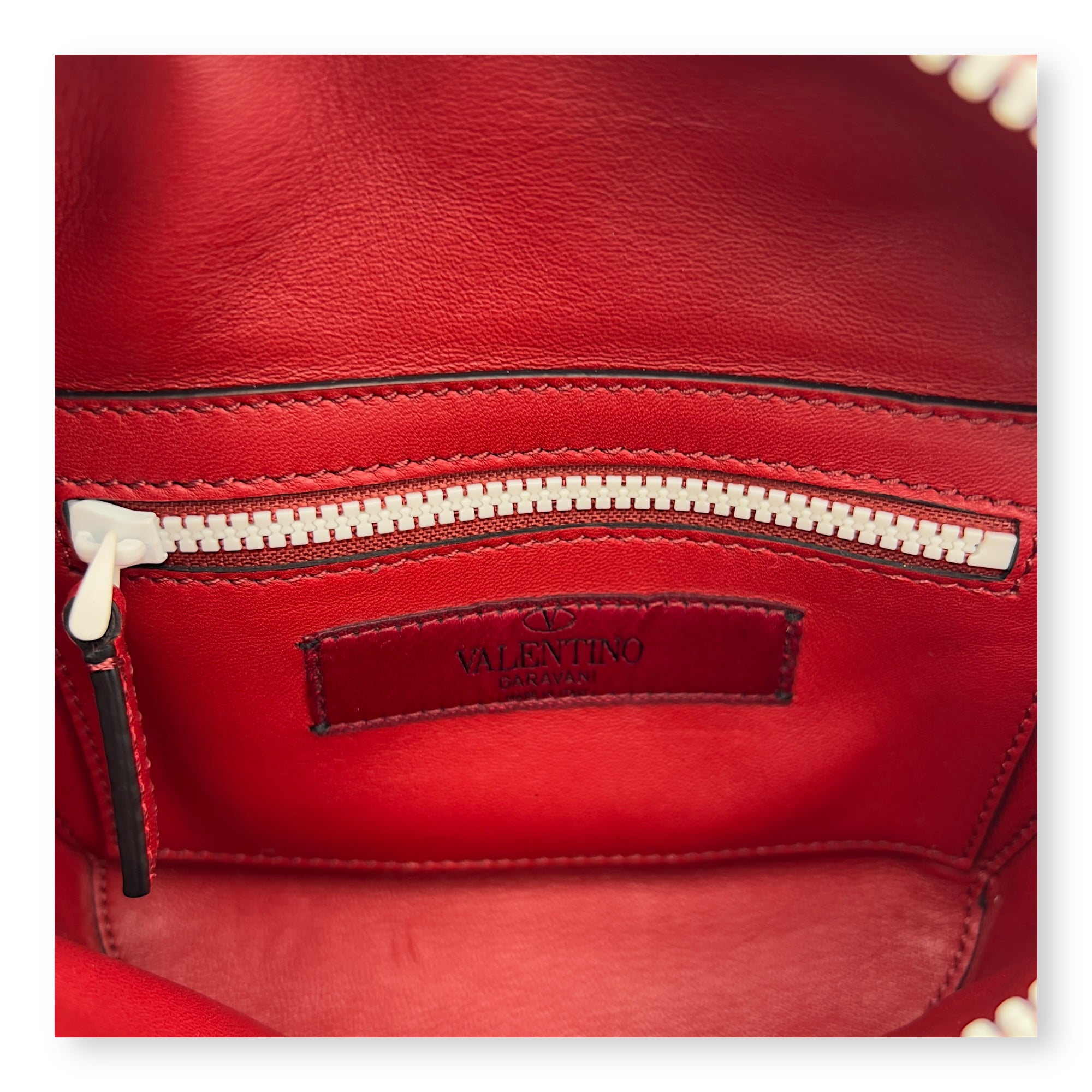 Valentino Rockstud Belt Bag Red in Calfskin, Lacquered Metal hardware_6